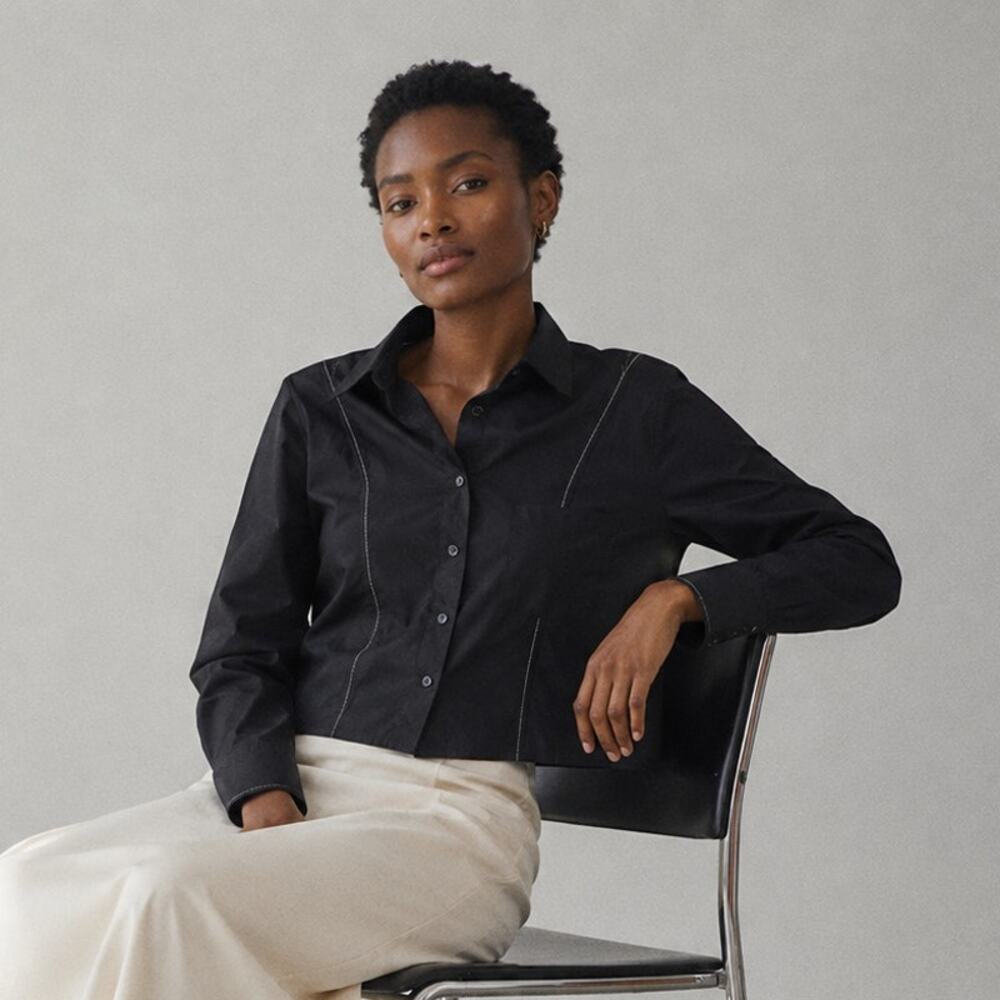 Rag & Bone Gerry Shirt Womens S Black Cotton Long Sleeve Button-Up NWT